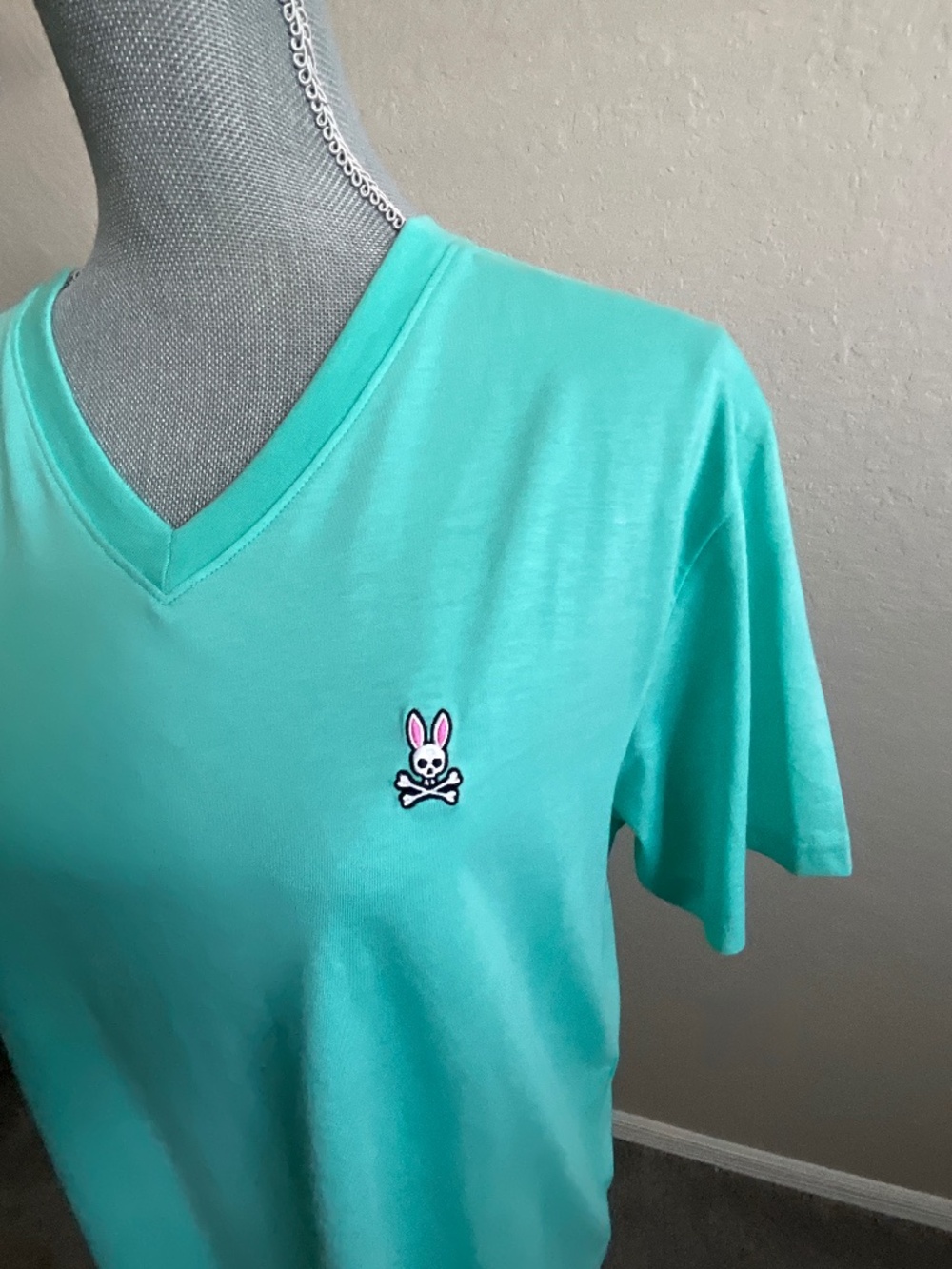 Psycho Bunny Logo T-Shirt - Men’s Large Turquoise Crew Neck Preppy Streetwear